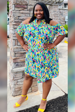Load image into Gallery viewer, Perfect Paradise Printed Cold-Shoulder Dress

