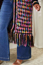 Load image into Gallery viewer, Multicolored Open Front Fringe Hem Cardigan

