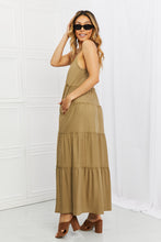 Load image into Gallery viewer, Modest Spaghetti Strap Tiered Dress with Pockets in Khaki
